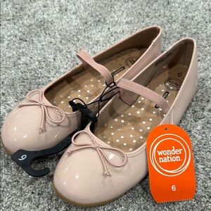 Wonder Nation Blush Ballet Shoes with Bow